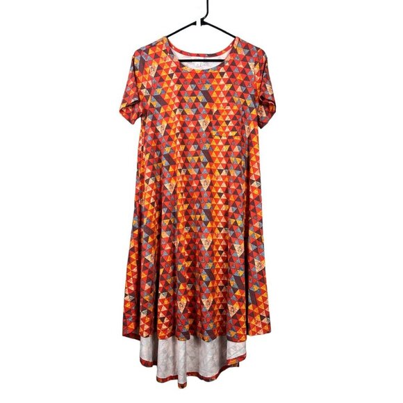 LuLaRoe Carly Women's Orange Triangle Dress - Picture 1 of 5